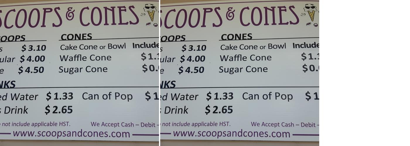 Scoops & Cones Menu