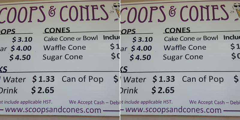 Scoops & Cones Menu