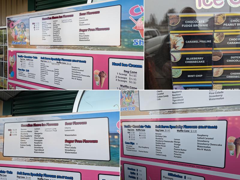 TJ's Ice Cream Shoppe Menu