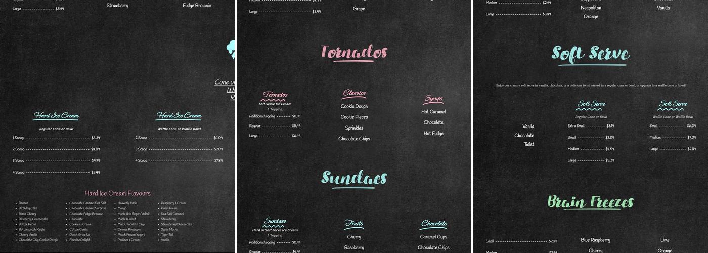 Reid's Dairy Menu