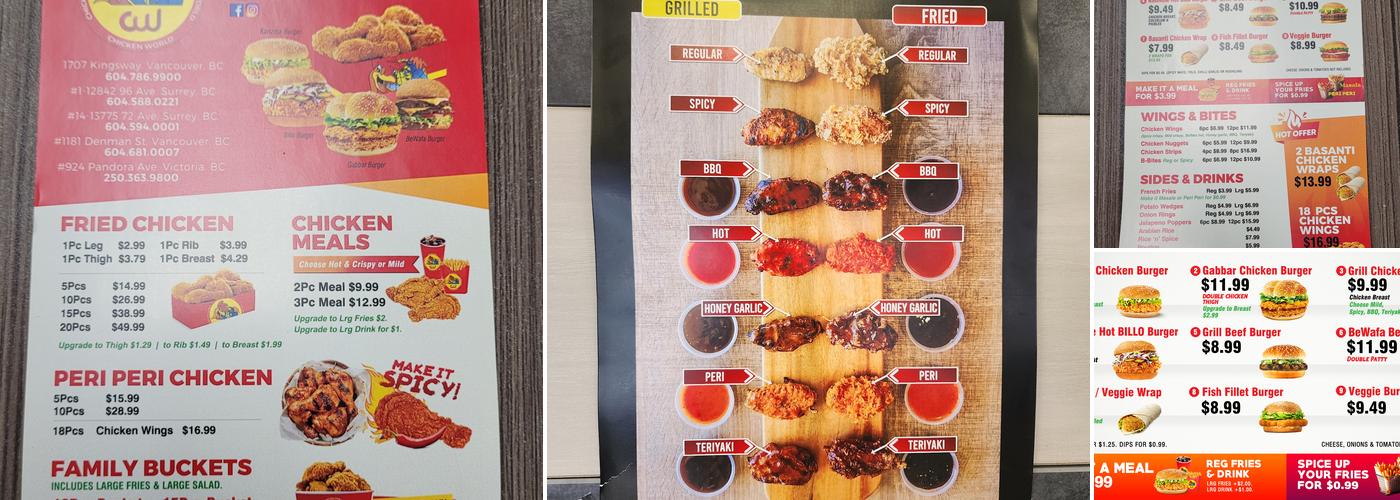 Chicken World Menu
