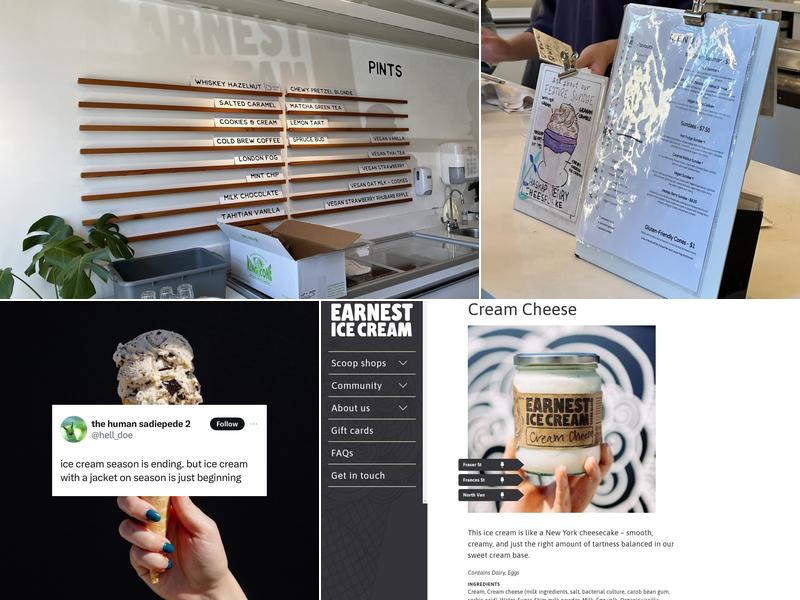 Earnest Ice Cream | Frances St. Menu