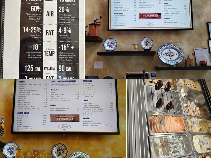 D'oro Gelato e Caffè Menu