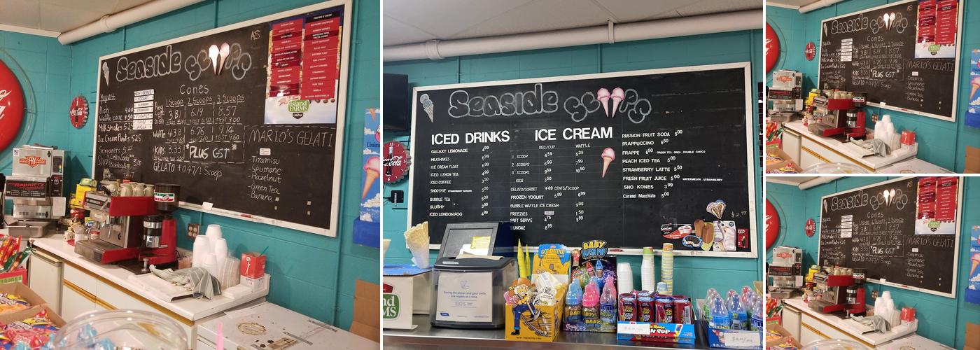 Seaside Scoops Menu