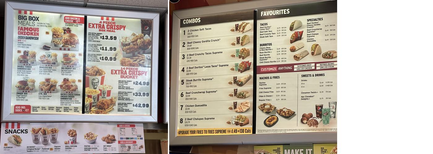 KFC Menu