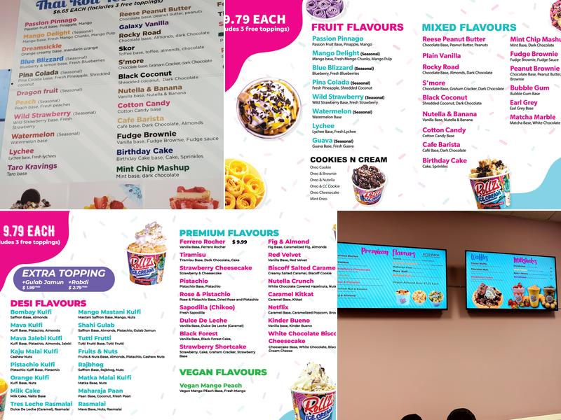 Rollz Ice Cream & Desserts Menu