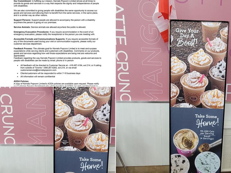 Baskin-Robbins & Kernels Popcorn Menu