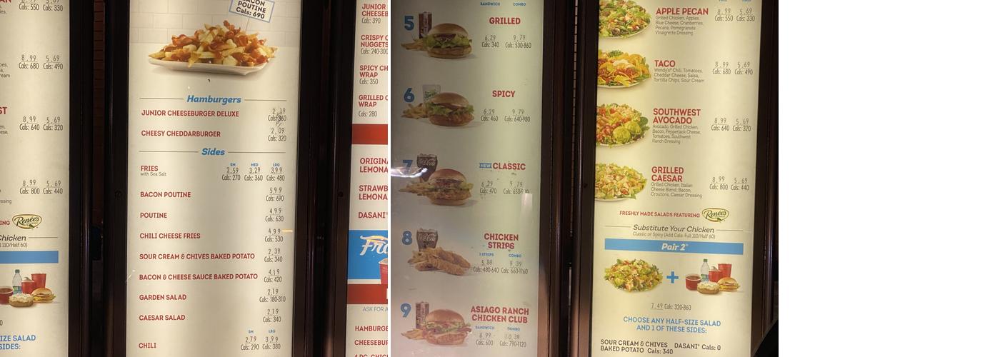 Wendy's Menu