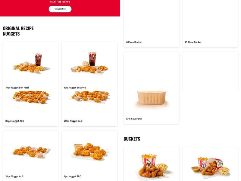 KFC Menu