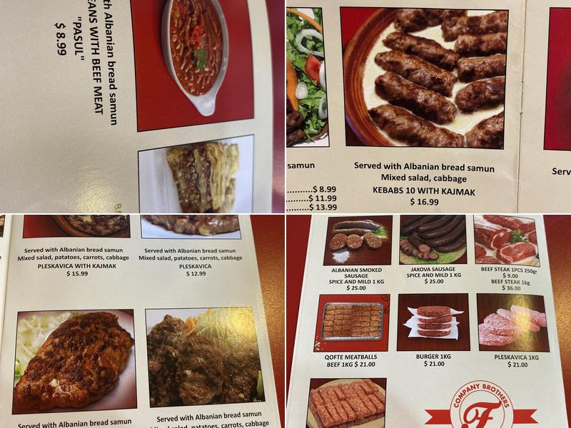Jakova Grill Menu