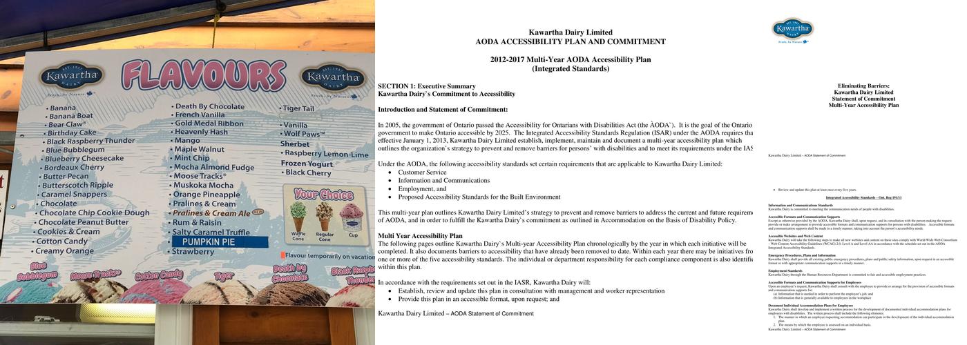 Kawartha Dairy Minden Menu