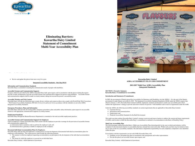 Kawartha Dairy Minden Menu