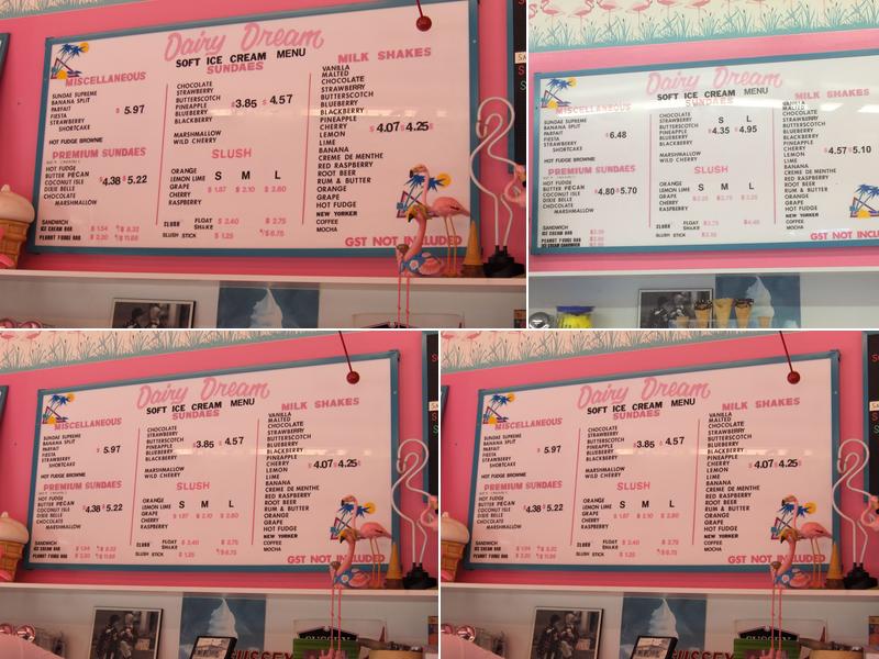 Dairy Dream Menu