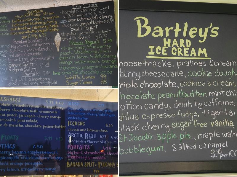 Bartley's Dairy Bar Menu