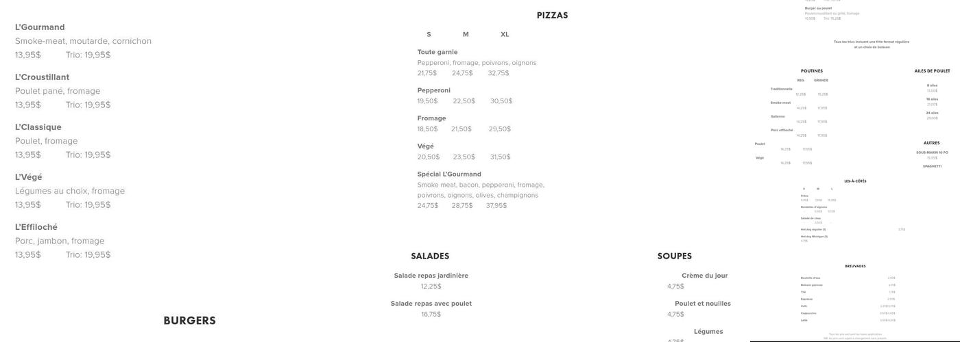 Chez L'Gourmand Menu