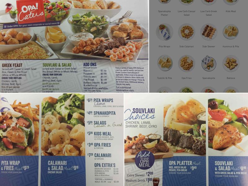 OPA! of Greece Sunridge Mall Menu