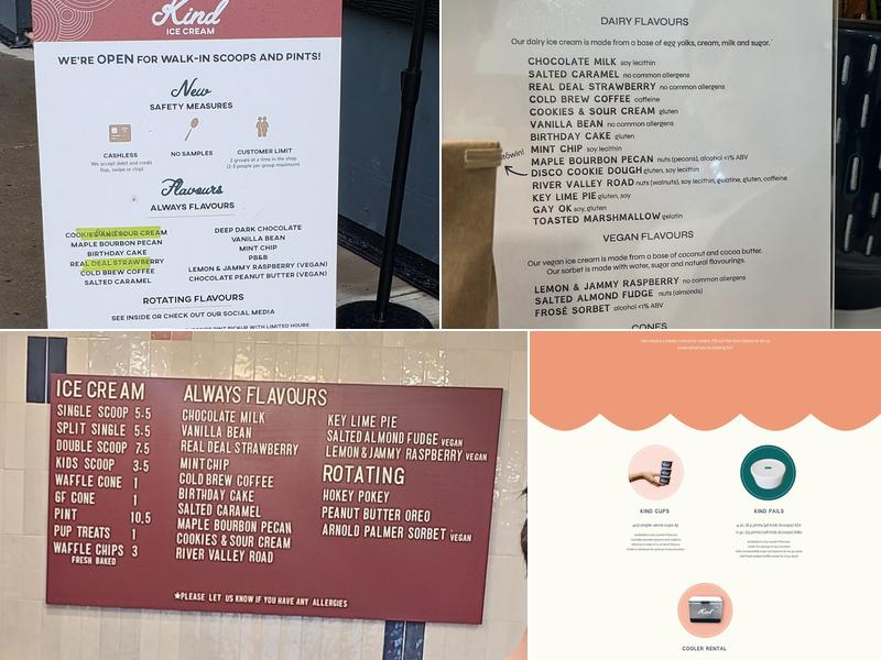 Kind Ice Cream Menu
