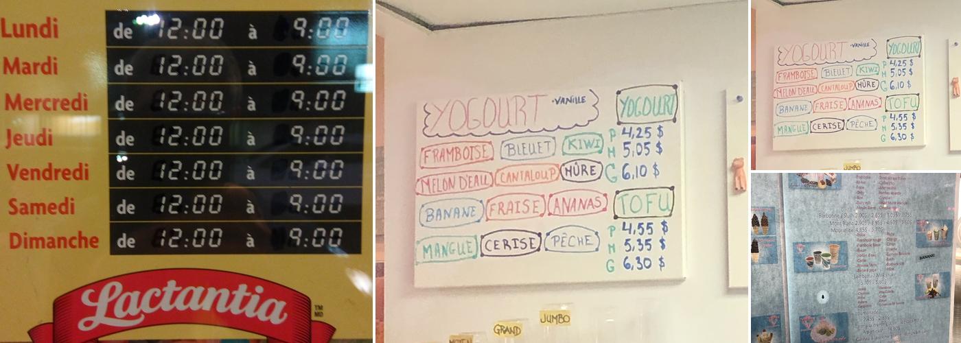 Chez LouLou Crème Glacée Menu