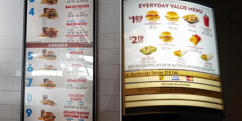 Wendy's Menu