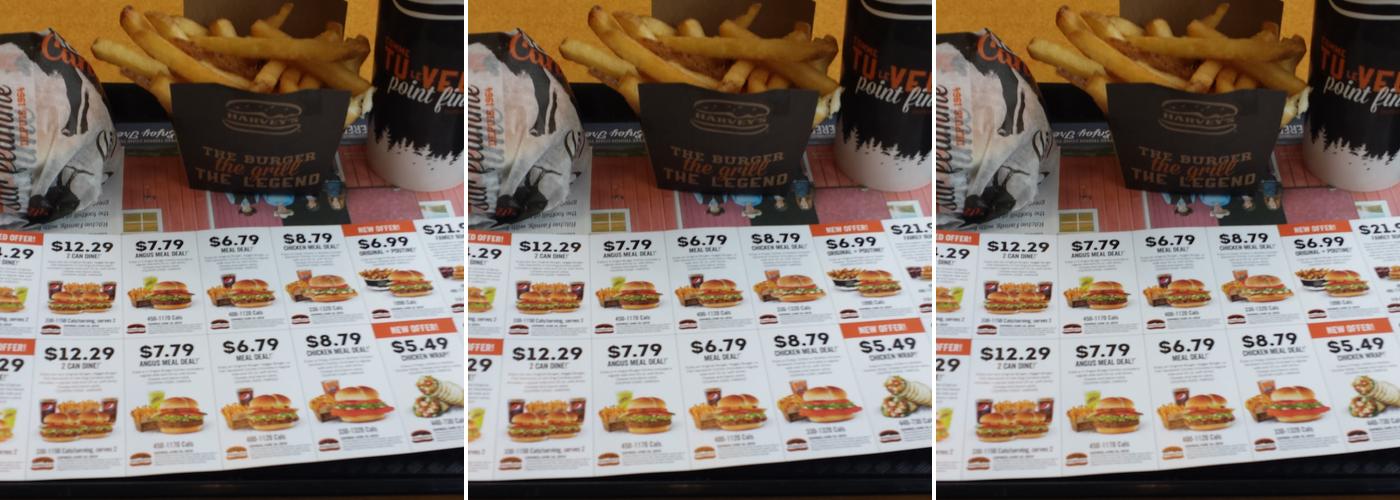 Harvey's Menu