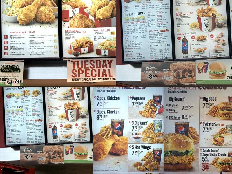 KFC Menu