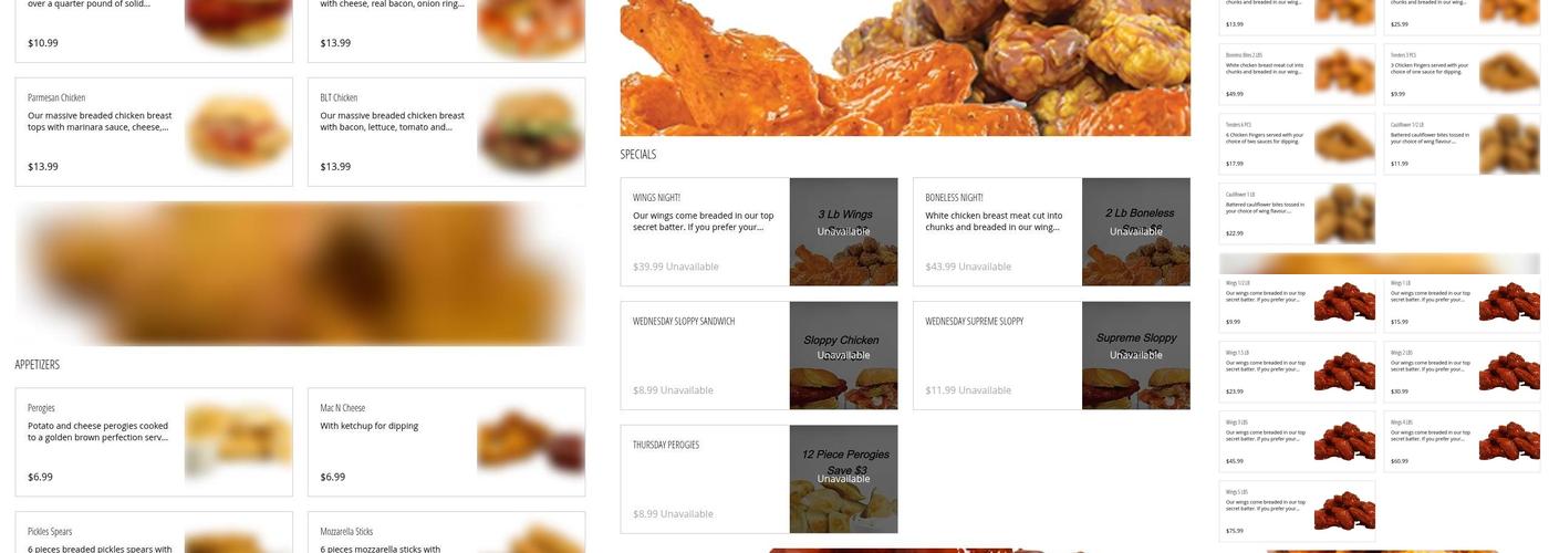 The Wingery Oakville Menu