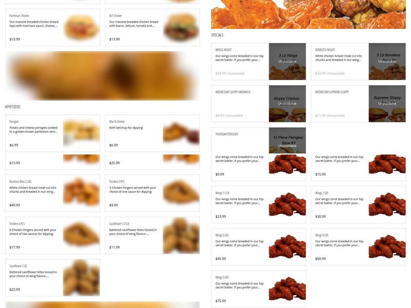 The Wingery Oakville Menu