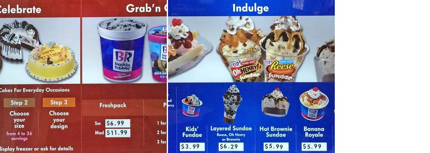 Baskin Robbins Menu