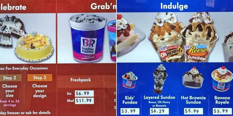 Baskin Robbins Menu