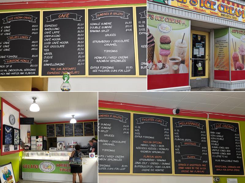 Jay's Ice Cream & Sunshine's Gelato Menu