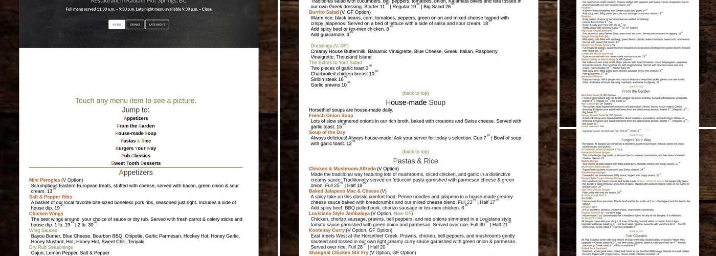Horsethief Creek Pub & Eatery Menu