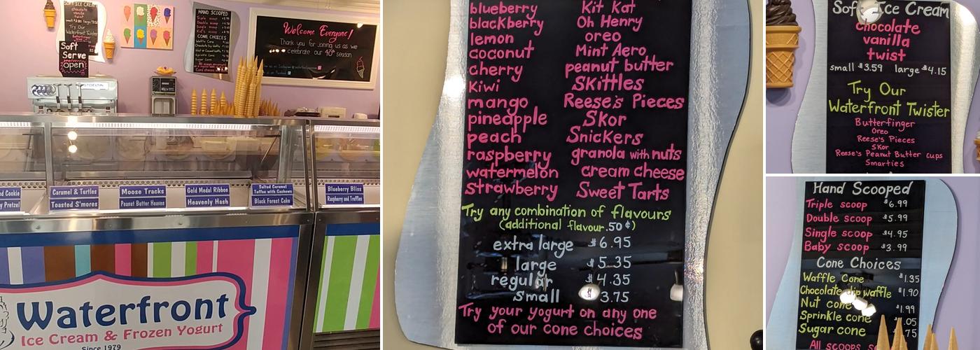 Waterfront Ice Cream & Frozen Yogurt Menu