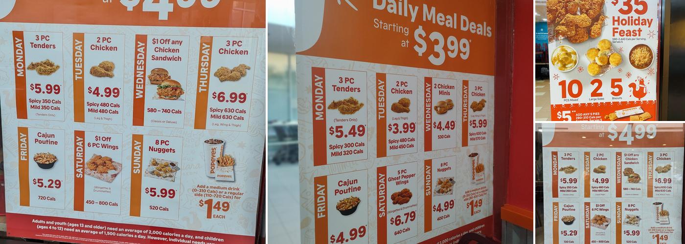 Popeyes Louisiana Kitchen Menu