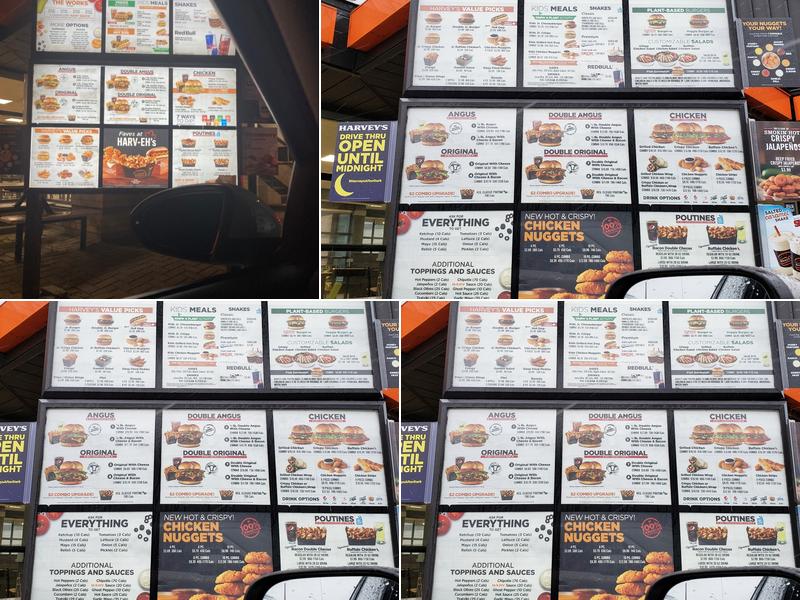 Harvey's Menu