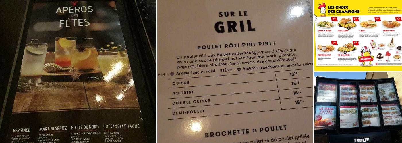 Restaurant et bar St-Hubert Menu