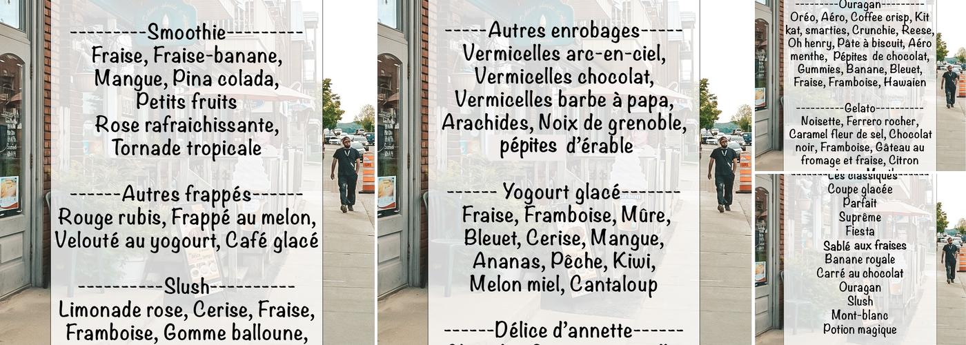 Delices Glaces D'Agathe Enr Menu