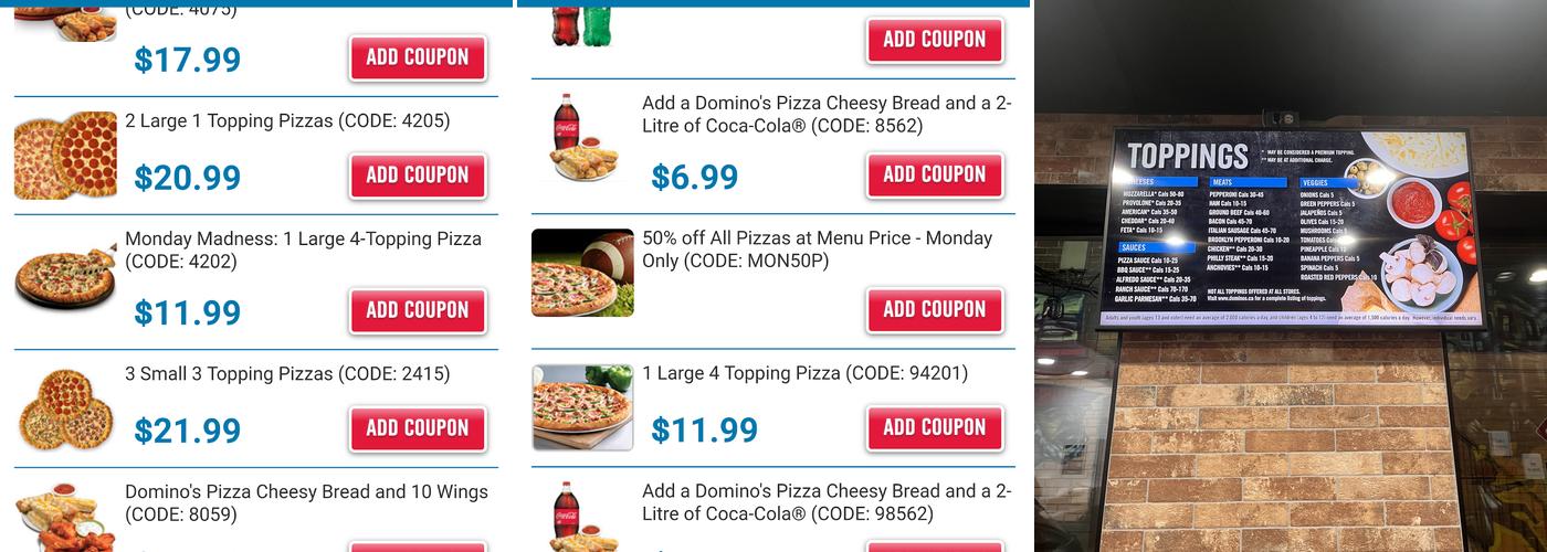 Domino's Pizza Menu