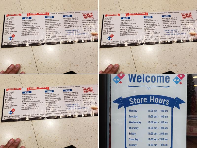 Domino's Pizza Menu
