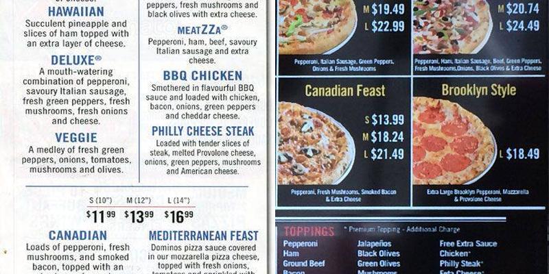 Domino's Pizza Menu