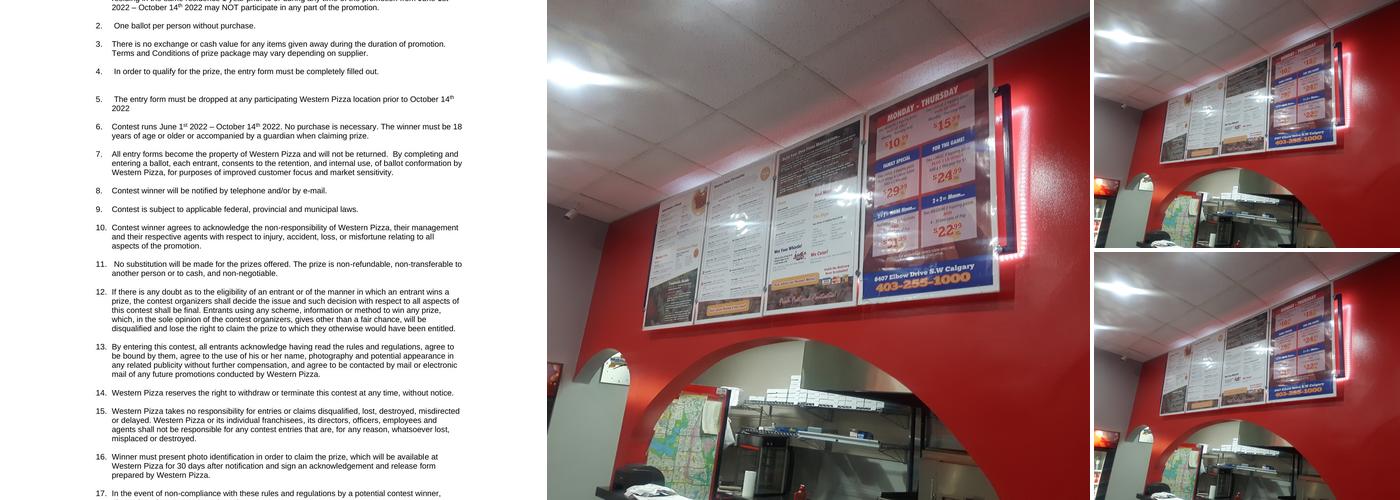 Western Pizza Express Menu