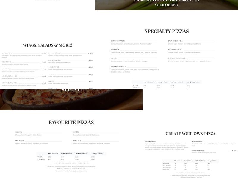 Pizza Bank Menu