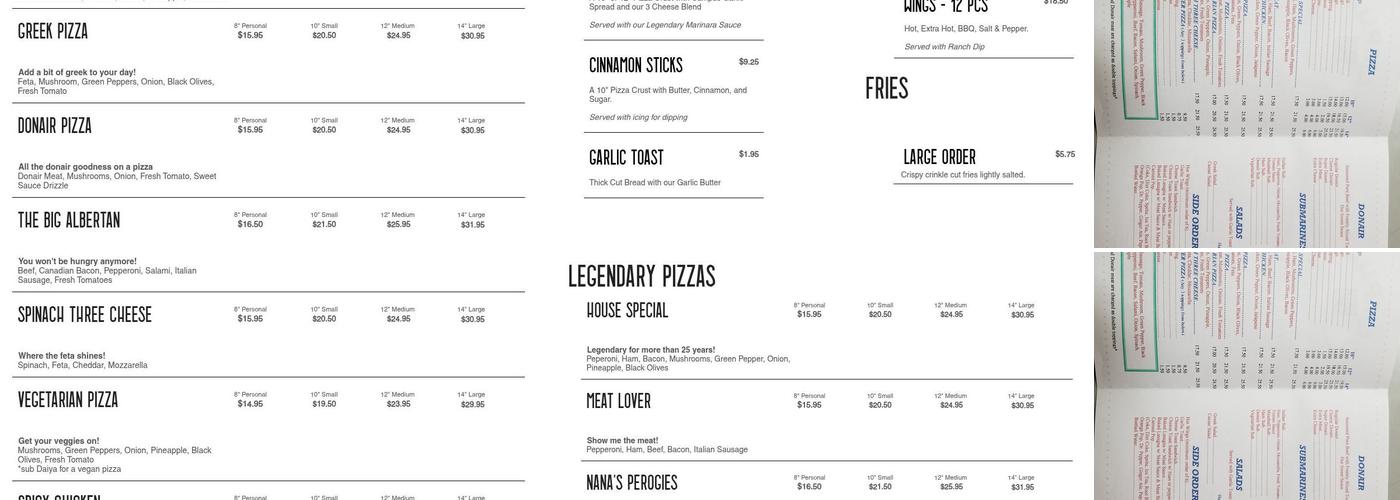 Campus Pizza Menu