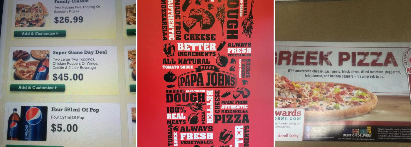 Papa Johns Pizza Menu