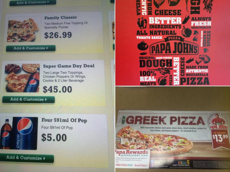 Papa Johns Pizza Menu