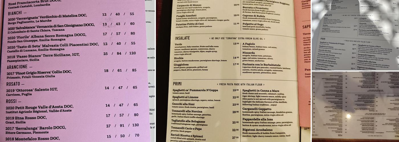 Terroni Menu