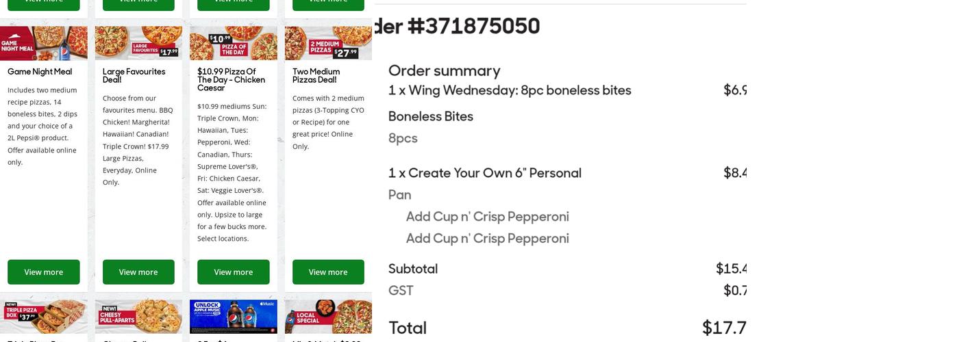 Pizza Hut Menu