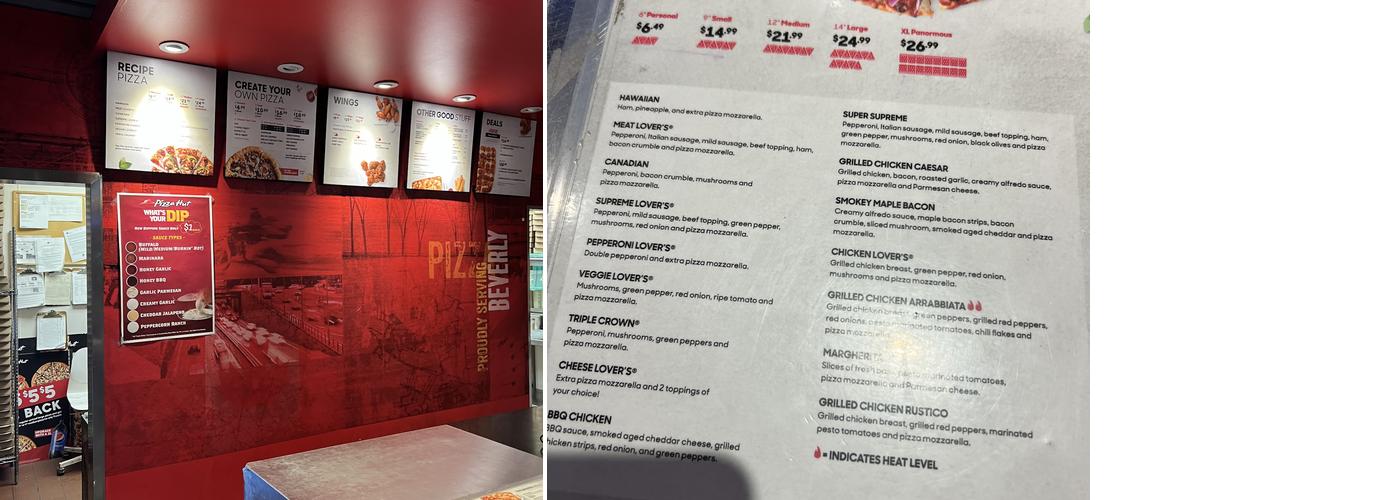 Pizza Hut Menu