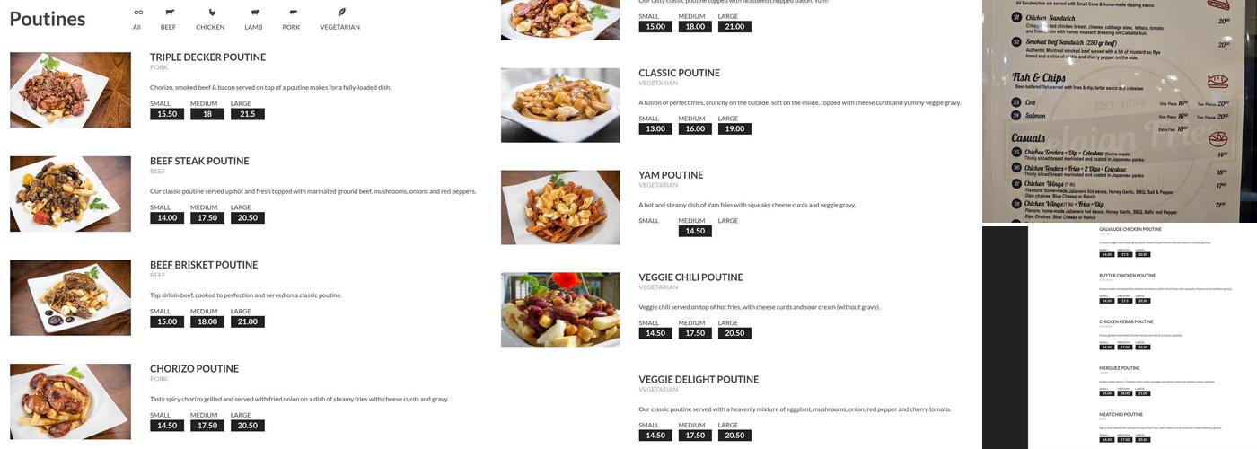 Belgian Fries Menu