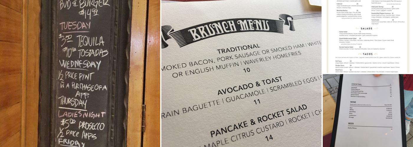 The Waverley Elgin Menu