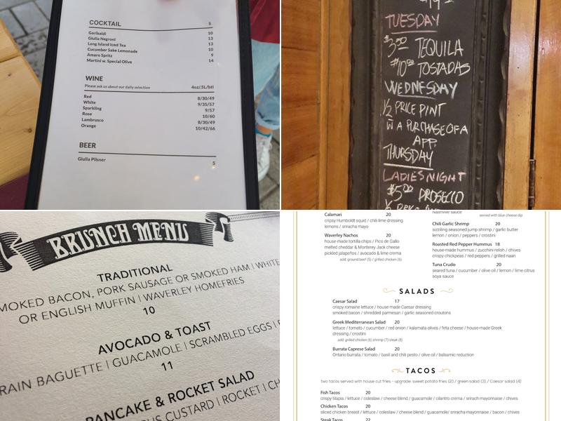 The Waverley Elgin Menu